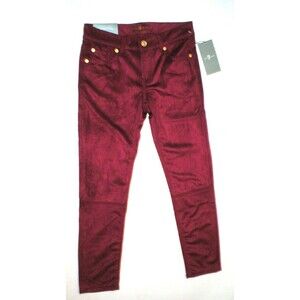 New Girls Jeans Skinny 7 for all mankind 10 NWT Pants Red Velour Velvet Leggings